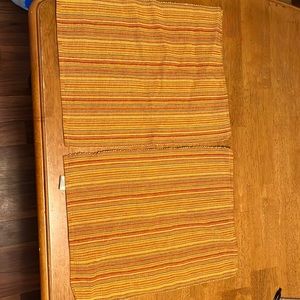 Cotton Place Mats Set of Two Yellow, Green, Orange Stripe